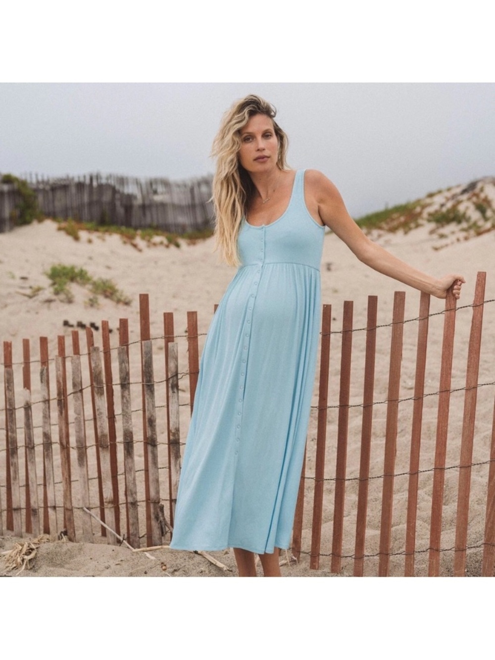 Hatch Maternity Wave Blue Softest Ribbed Nursing Tank Dress